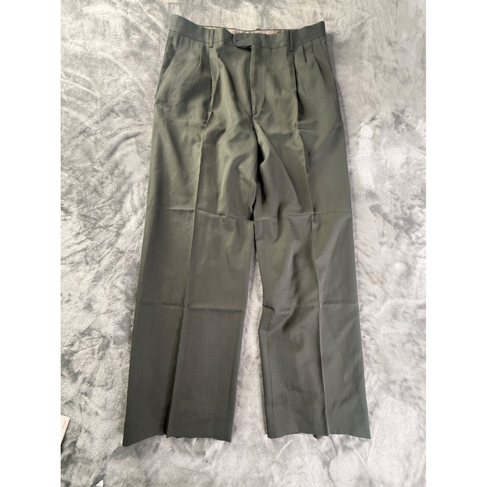 Zanella Pleated Dress Pants Mens 36x28 Gray Trousers Classic Fit Straight Leg